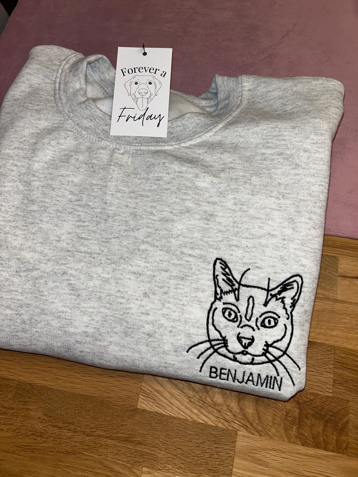 Embroidered Pet Outline Sweater - Forever a Friday