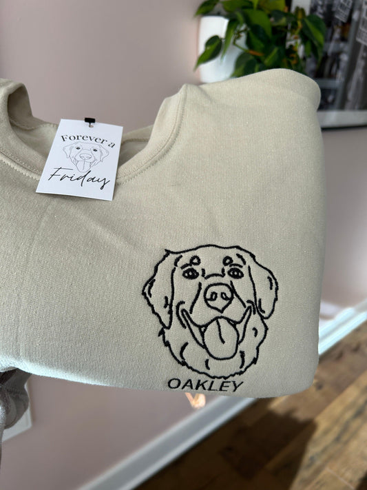 Embroidered Pet Outline Sweater - Forever a Friday